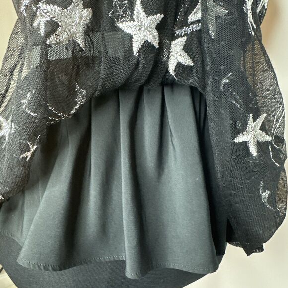 Vintage Y2K Express Sheer Mesh Tank Top Star Goth Peplum V-Neck Rhinestones Sz 4 - Picture 10 of 13